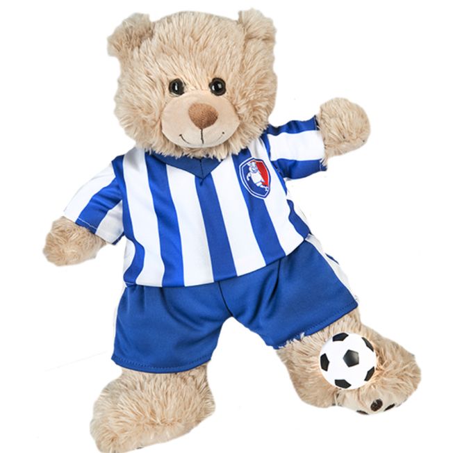Football strip including ball in blue and white