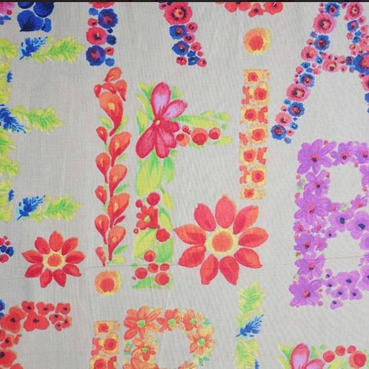 Floral letters cotton in white