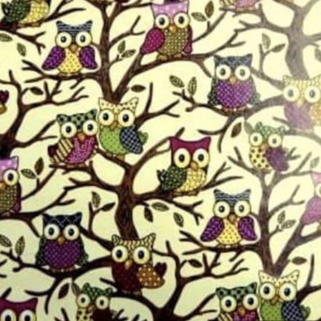 Cream Owl PVC fabric 