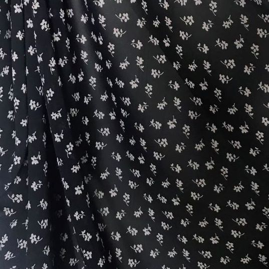 Black floral Chiffon Fabric