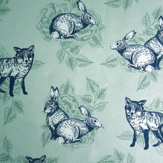 Forest animal cotton canvas in Mint